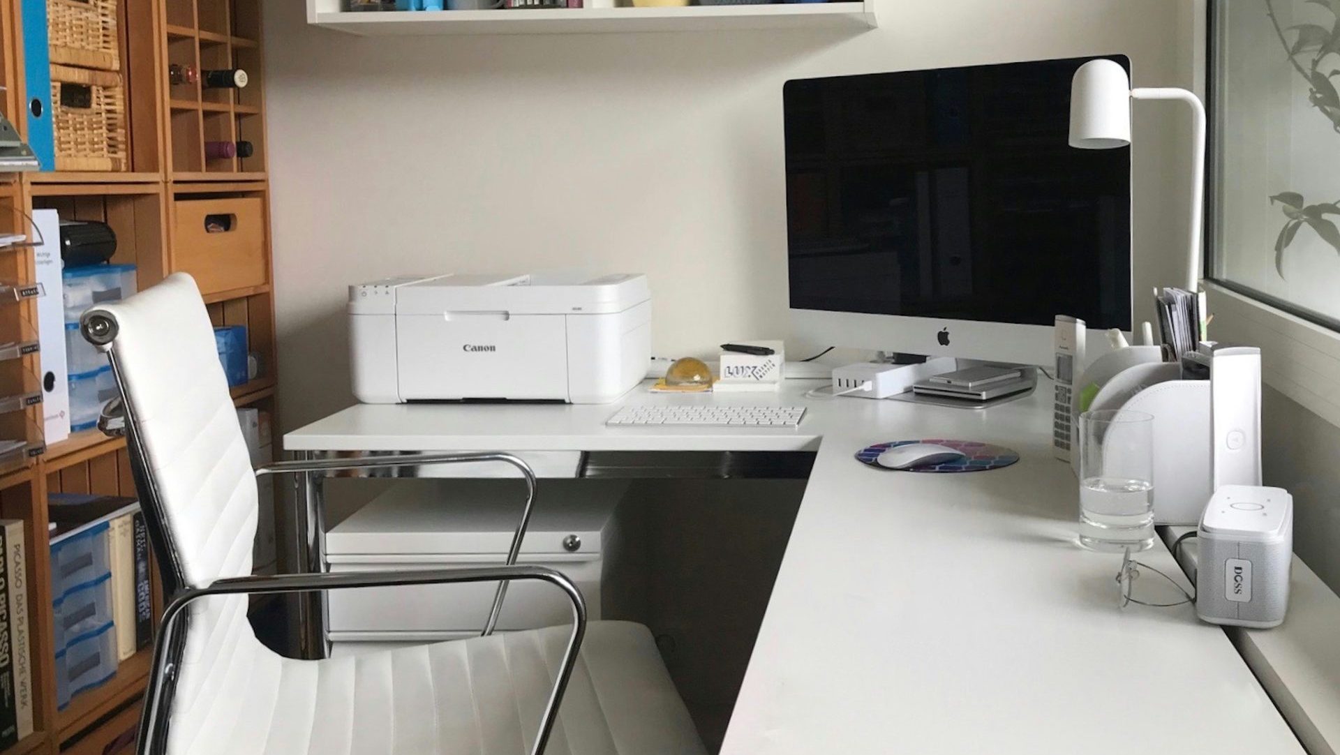 white printer on white table