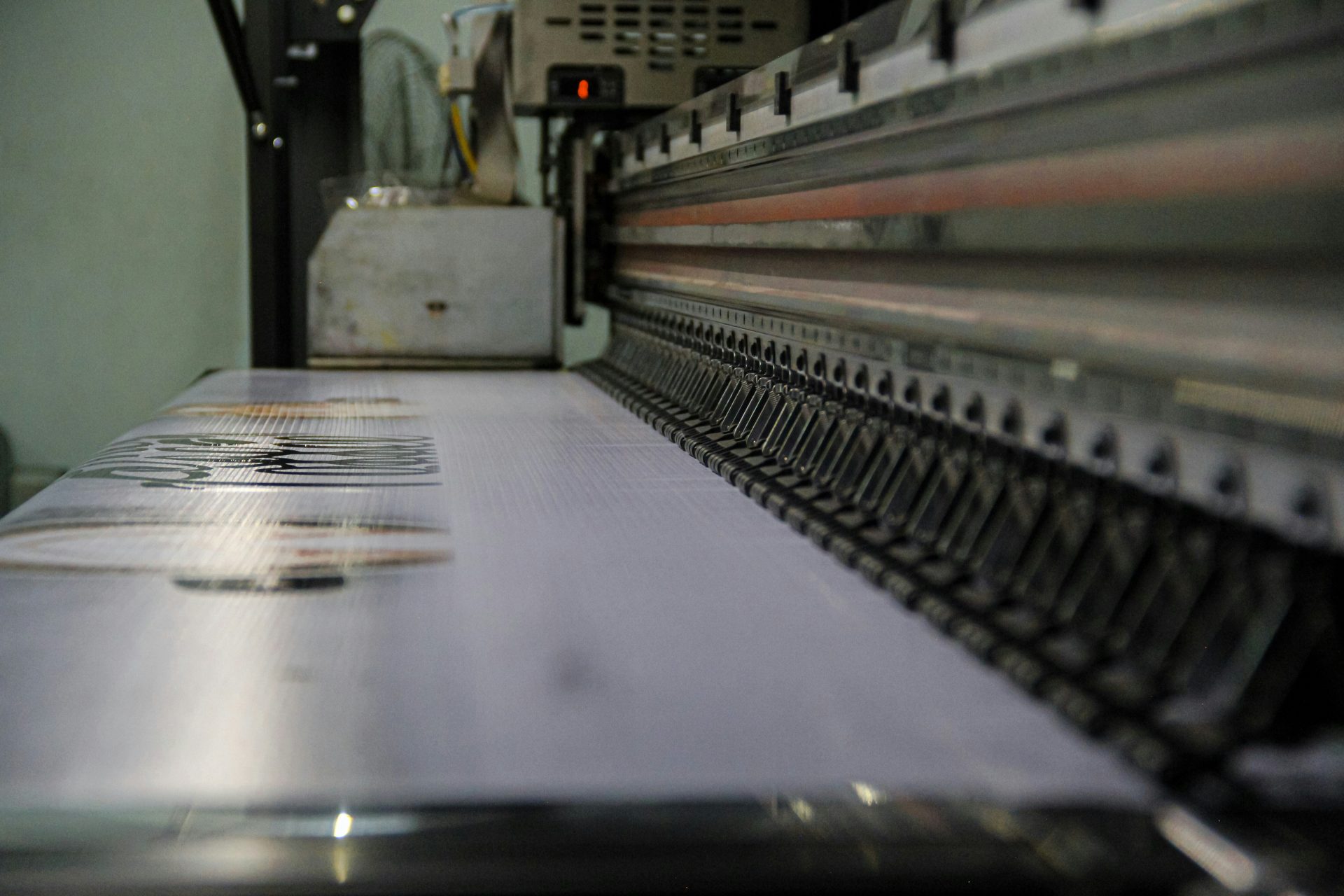 a close up of a conveyor belt in a factory